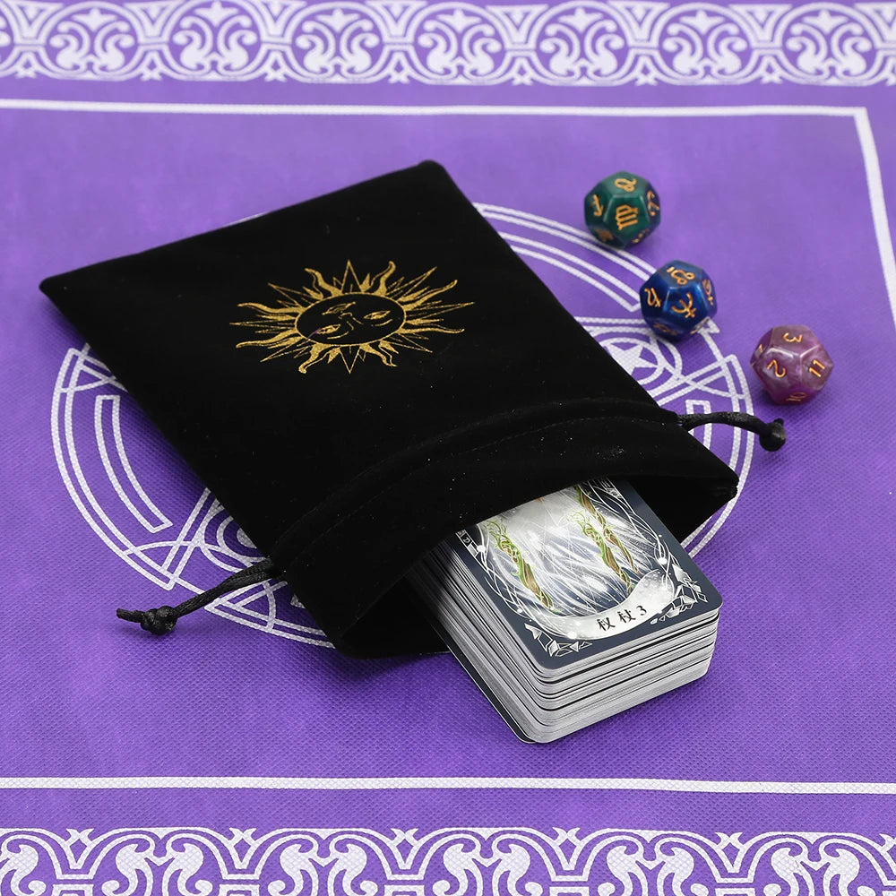 WEIKENDE 5Pcs Black Velvet Moon Phase Tarot Cards Storage Pouch
