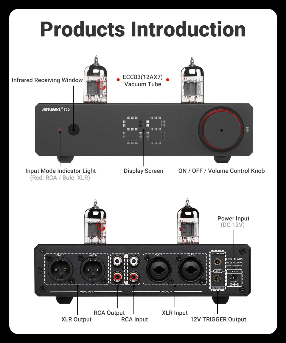 AIYIMA T20 Vacuum Tube Preamplifier  ECC83