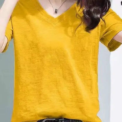 Women’s Bamboo Cotton V-Neck T-Shirt for Breathable Everyday Comfort