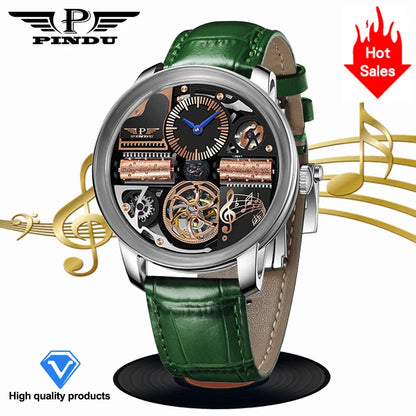 PINDU Music Series Skeleton Automatic Watch – Mechanical Luxury with Bold Design