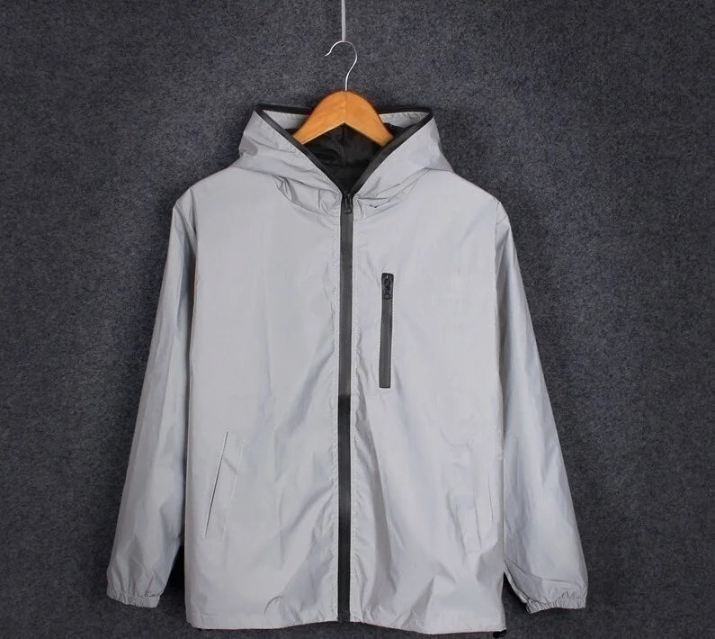 KK LUFAINA Full Reflective Hooded Jacket for Night Visibility & Streetwear Style