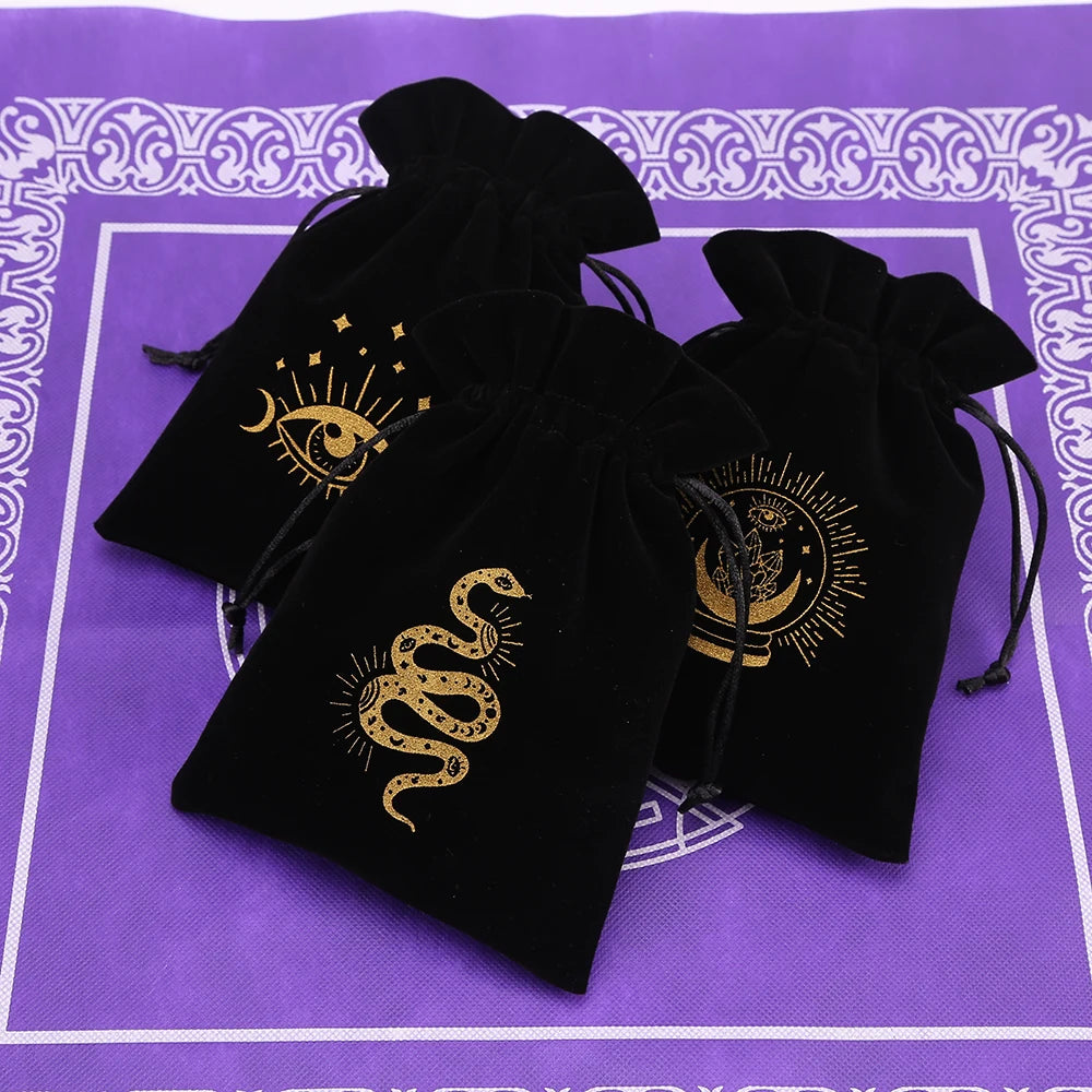 WEIKENDE 5Pcs Black Velvet Moon Phase Tarot Cards Storage Pouch