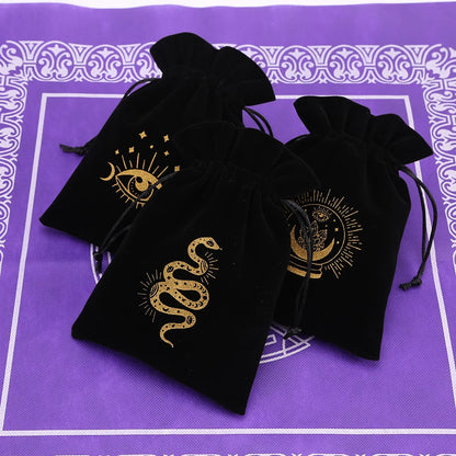 WEIKENDE 5Pcs Black Velvet Moon Phase Tarot Cards Storage Pouch