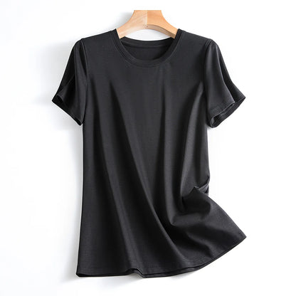 MRMT Women’s Mulberry Silk & Mercerized Cotton T-Shirt for Premium Everyday Comfort