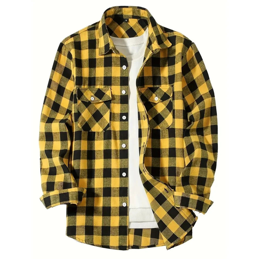 Men’s Long Sleeve Plaid Flannel Shirt for Smart Casual & Layered Styling