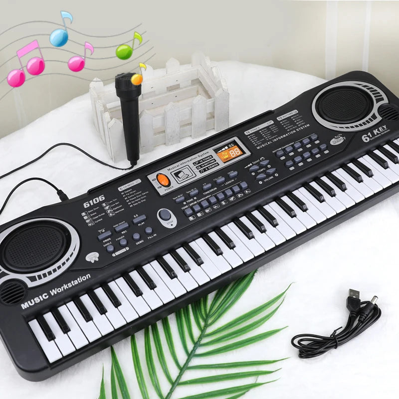 61-Key Beginner Keyboard with Microphone for Learning & Music Play