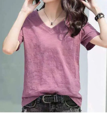Women’s Bamboo Cotton V-Neck T-Shirt for Breathable Everyday Comfort