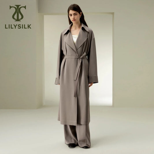 LILYSILK Luxury Silk Oversized Coat – Effortless Minimal Chic Outerwear