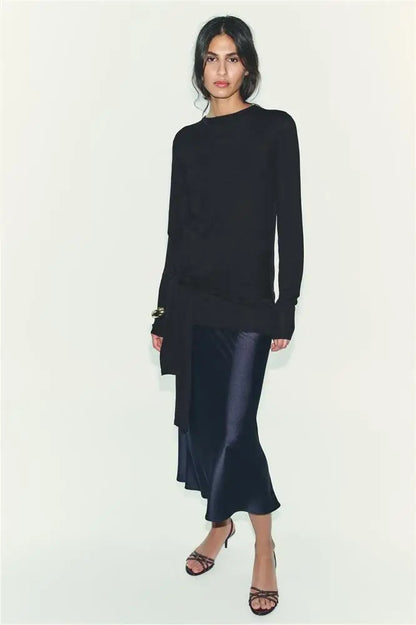 Elegant Satin High-Waist Midi Skirt for Effortless Everyday Style