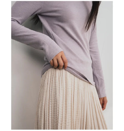 MOOIRUE APPAREL Women’s Silk-Wool High Neck Top for Soft, Breathable Layering