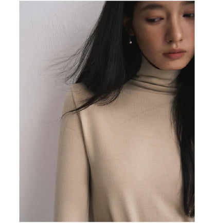 MOOIRUE APPAREL Women’s Silk-Wool High Neck Top for Soft, Breathable Layering
