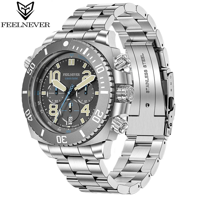 LIGE FeelNever Sport Luxury Quartz Watch for Men – Stainless Steel Everyday Timepiece