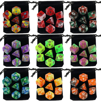 7pcs Polyhedral RPG Game Dice with Bag