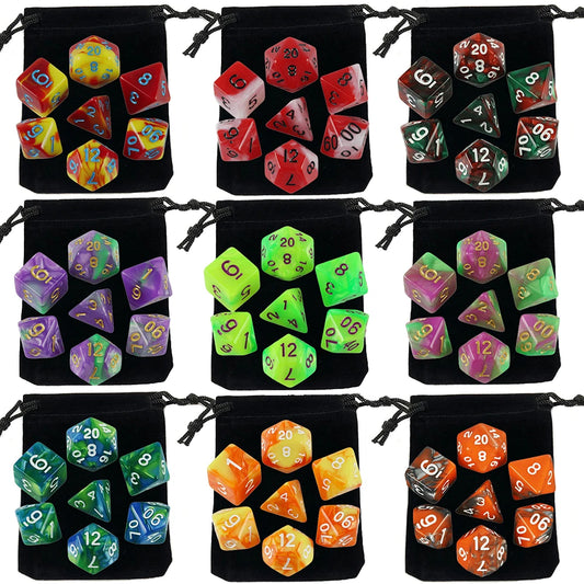 7pcs Polyhedral RPG Game Dice with Bag