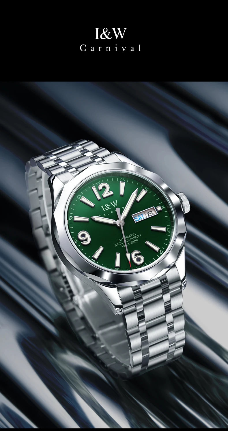 I&W CARNIVALAutomatic Diver-Style Watch for Men – 100M Waterproof Mechanical Timepiece
