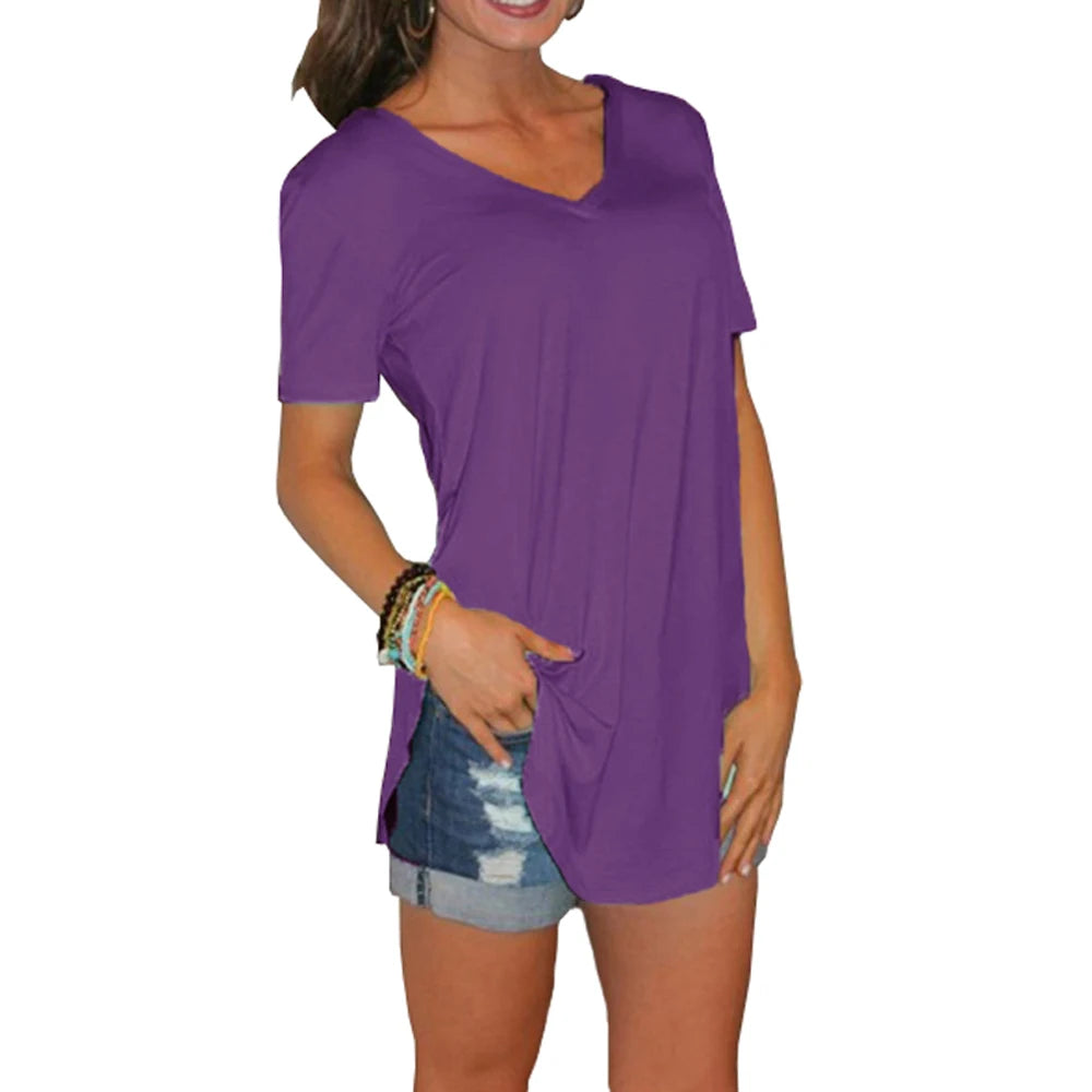 Women’s Loose V-Neck Blouse for Effortless Summer Style