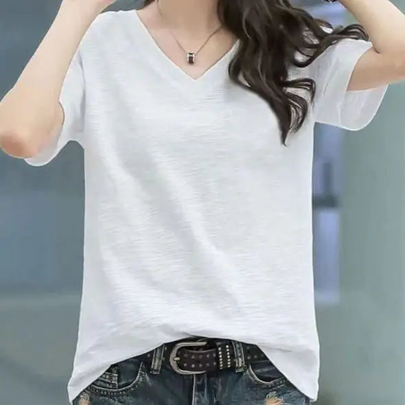 Women’s Bamboo Cotton V-Neck T-Shirt for Breathable Everyday Comfort