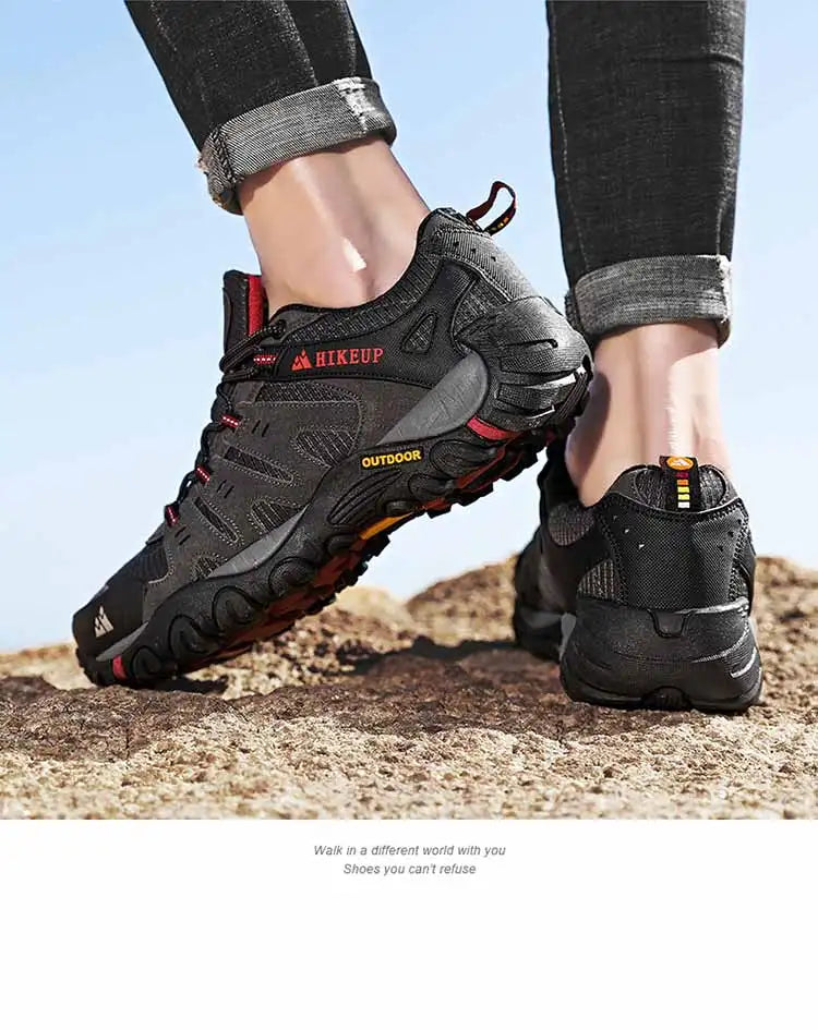 HIKEUP Men’s Wear-Resistant Suede Hiking Shoes for Trekking, Walking & Everyday Use