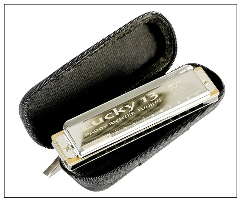 Easttop Lucky 13 Harmonica – 13-Hole Paddy Richter Harmonica for Beginners (C/G/D Keys)
