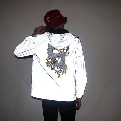 KK LUFAINA Full Reflective Hooded Jacket for Night Visibility & Streetwear Style