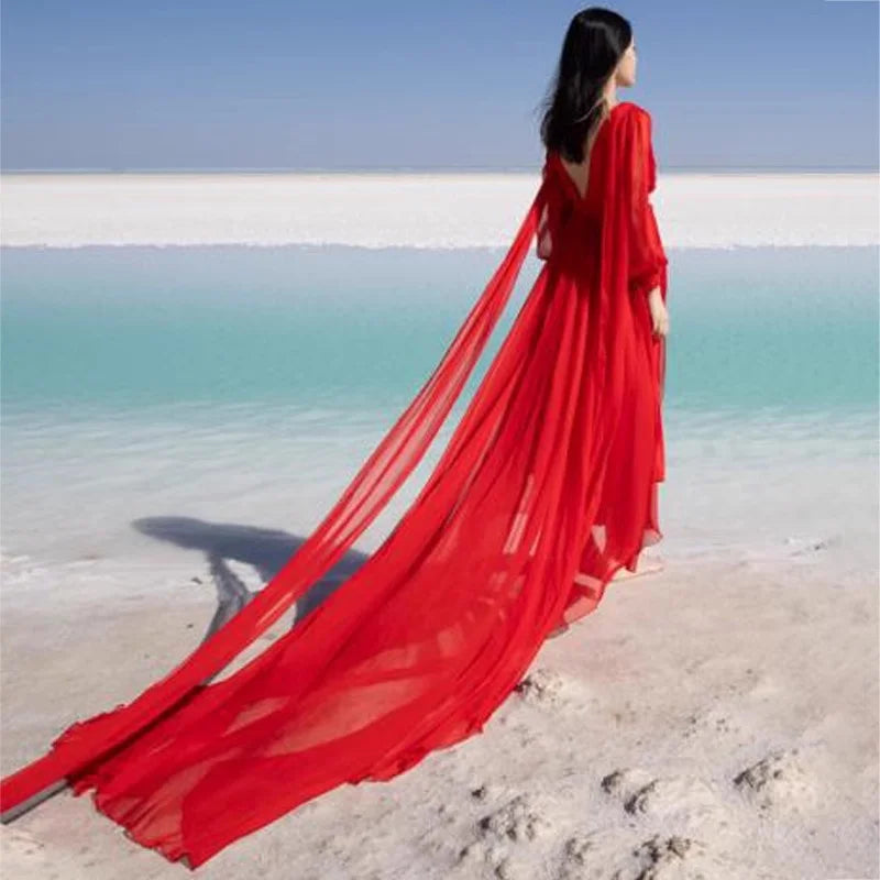 YANPANG Elegant Silk Maxi Dress for Summer & Vacation Evenings