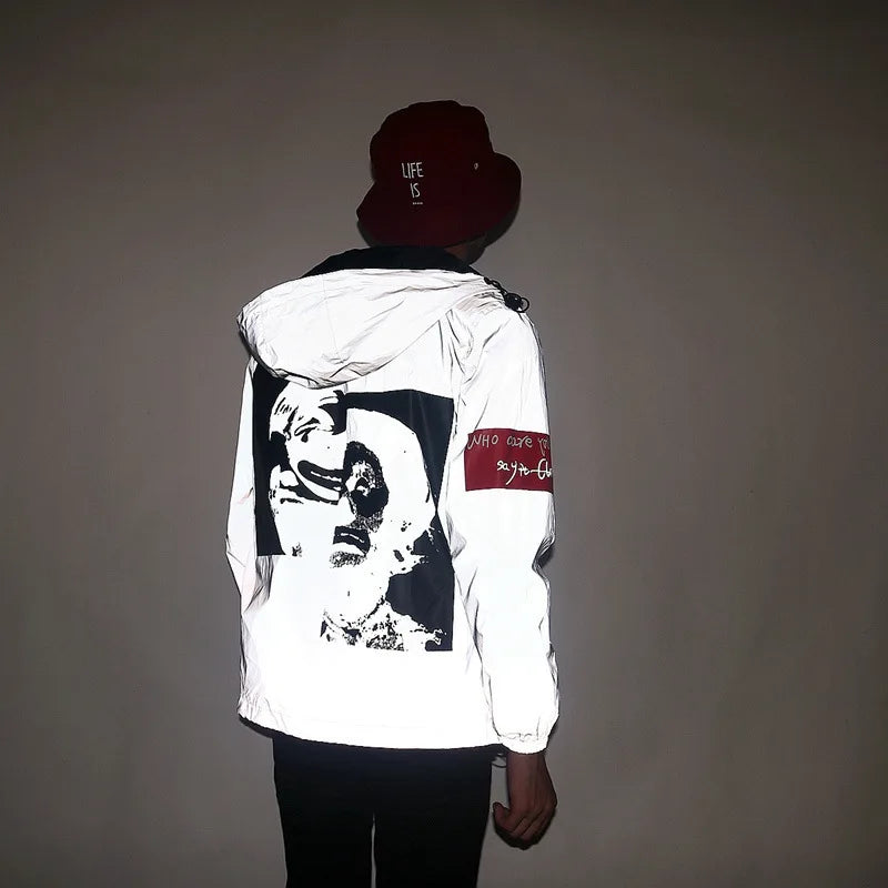 KK LUFAINA Full Reflective Hooded Jacket for Night Visibility & Streetwear Style