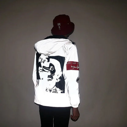 KK LUFAINA Full Reflective Hooded Jacket for Night Visibility & Streetwear Style