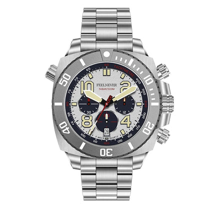 LIGE FeelNever FN1801 Men’s Luxury-Style Chronograph Dive Watch – Stainless Steel Sapphire Glass Edition