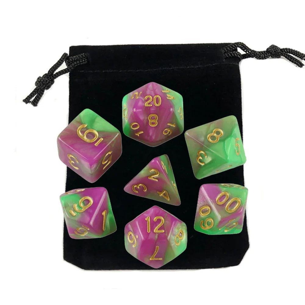7pcs Polyhedral RPG Game Dice with Bag