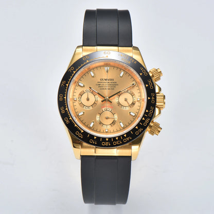 OUMASHI Men’s VK63 Chronograph Watch – Sapphire Crystal Sports Watch with Rubber Strap