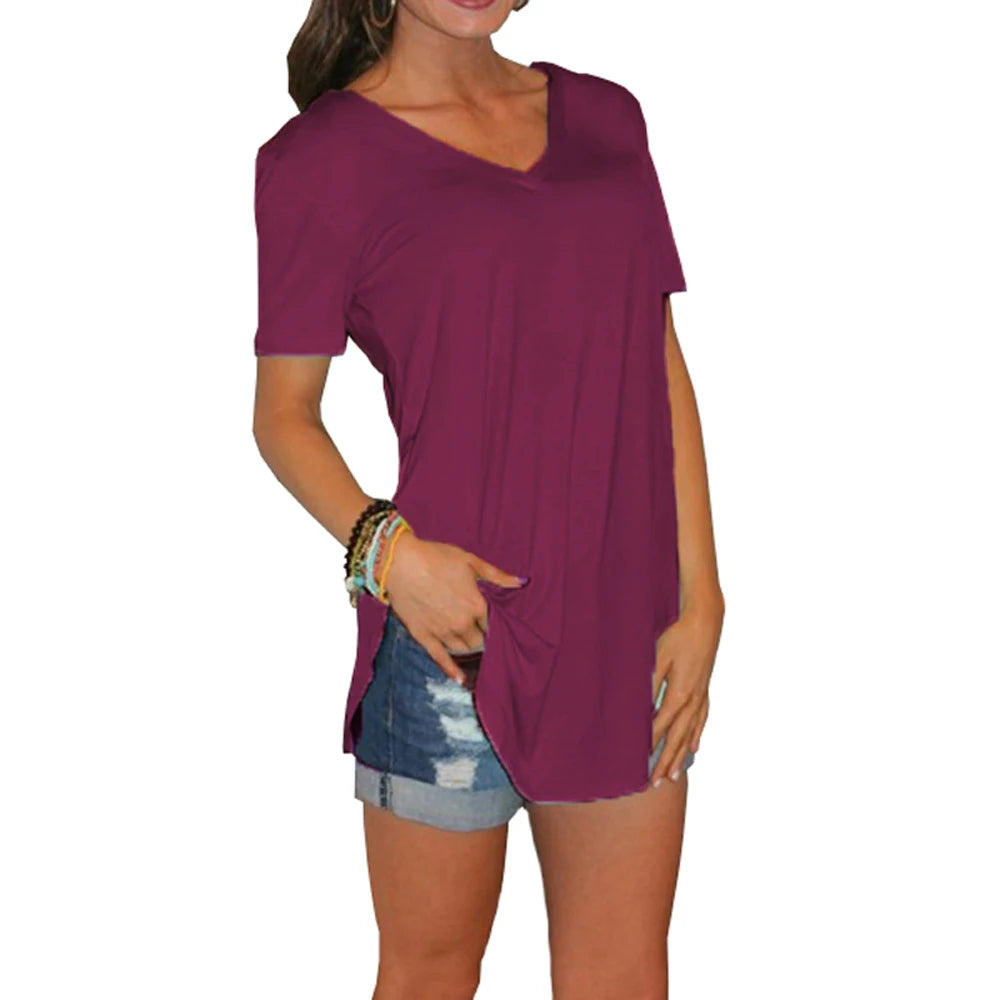 Women’s Loose V-Neck Blouse for Effortless Summer Style