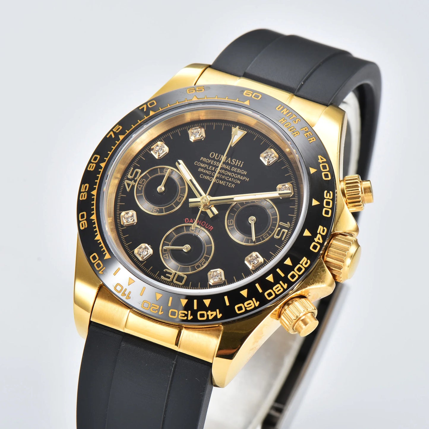 OUMASHI Men’s VK63 Chronograph Watch – Sapphire Crystal Sports Watch with Rubber Strap