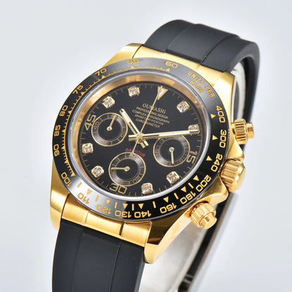 OUMASHI Men’s VK63 Chronograph Watch – Sapphire Crystal Sports Watch with Rubber Strap
