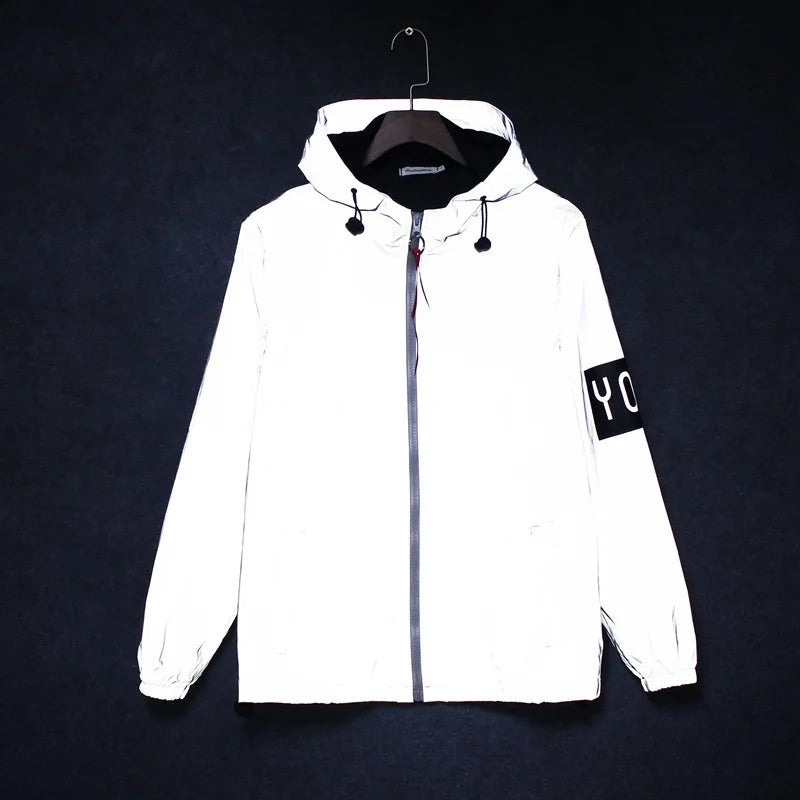 KK LUFAINA Full Reflective Hooded Jacket for Night Visibility & Streetwear Style