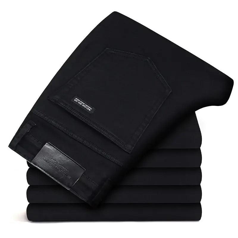 Men’s Black Stretch Biker Denim Jeans