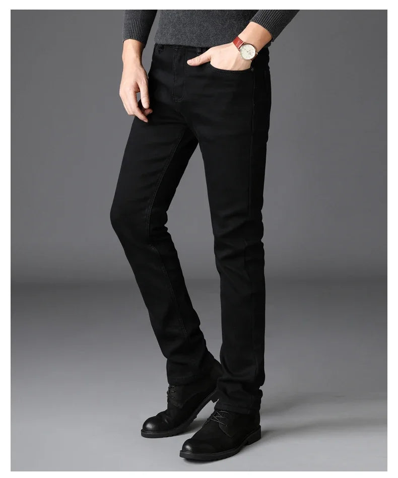 Men’s Black Stretch Biker Denim Jeans