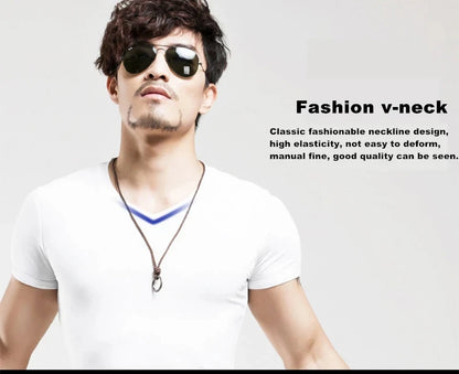2025 Brand New Men's T-Shirt V-neck Short Sleeve