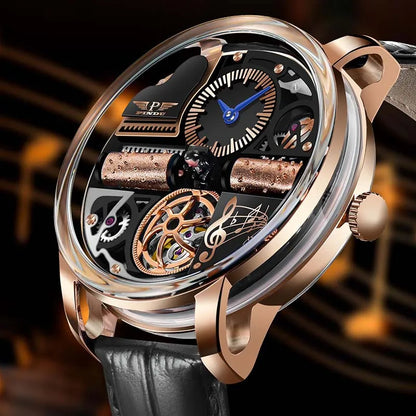 PINDU Music Series Skeleton Automatic Watch – Mechanical Luxury with Bold Design