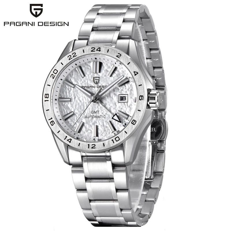 PAGANI DESIGN Automatic GMT Sports Watch – Bold Stainless Steel Luxury Timepiece