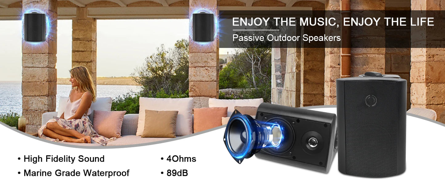 Herdio 4'' Passive Indoor/Outdoor Speakers With 200W