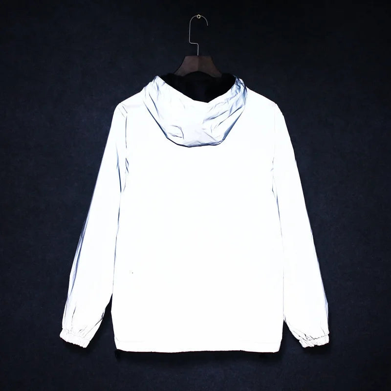 KK LUFAINA Full Reflective Hooded Jacket for Night Visibility & Streetwear Style