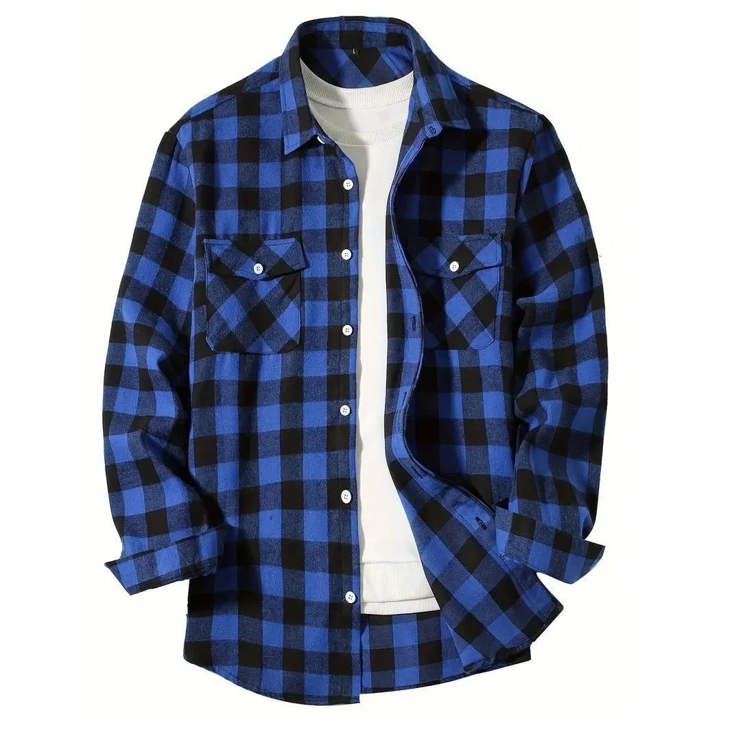 Men’s Long Sleeve Plaid Flannel Shirt for Smart Casual & Layered Styling