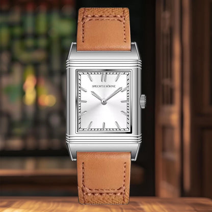 Specht & Sohne 24.4MM Elegant Square Dress Watch with Leather Strap – Minimal Luxury Style