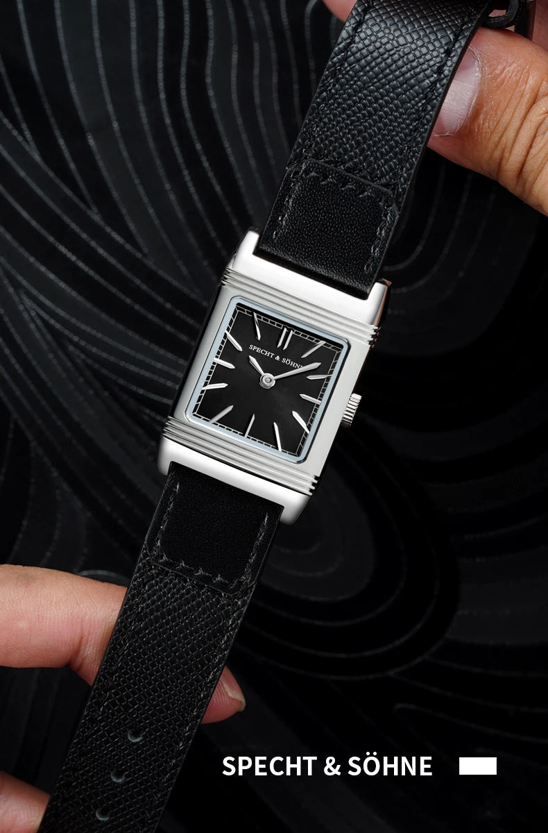 Specht & Sohne 24.4MM Elegant Square Dress Watch with Leather Strap – Minimal Luxury Style
