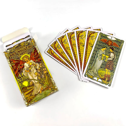 Golden Art Nouveau Tarot Deck – 78-Card Classic Occult Divination Set