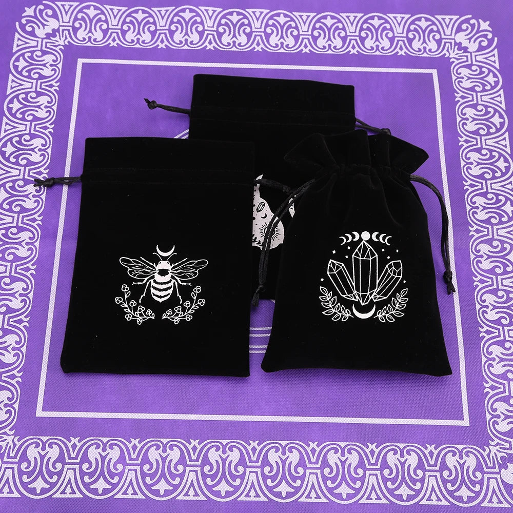 WEIKENDE 5Pcs Black Velvet Moon Phase Tarot Cards Storage Pouch