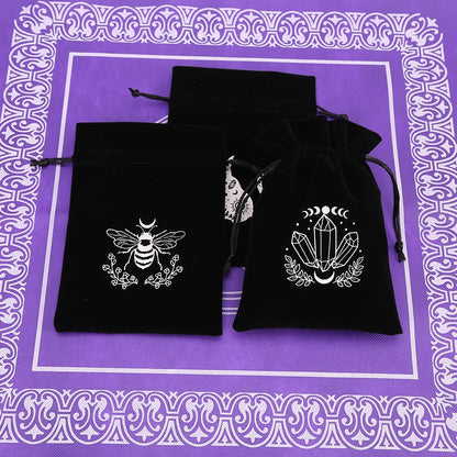WEIKENDE 5Pcs Black Velvet Moon Phase Tarot Cards Storage Pouch