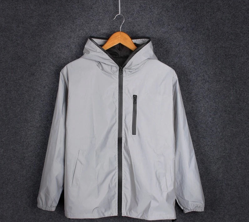 KK LUFAINA Full Reflective Hooded Jacket for Night Visibility & Streetwear Style