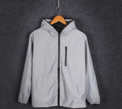 KK LUFAINA Full Reflective Hooded Jacket for Night Visibility & Streetwear Style