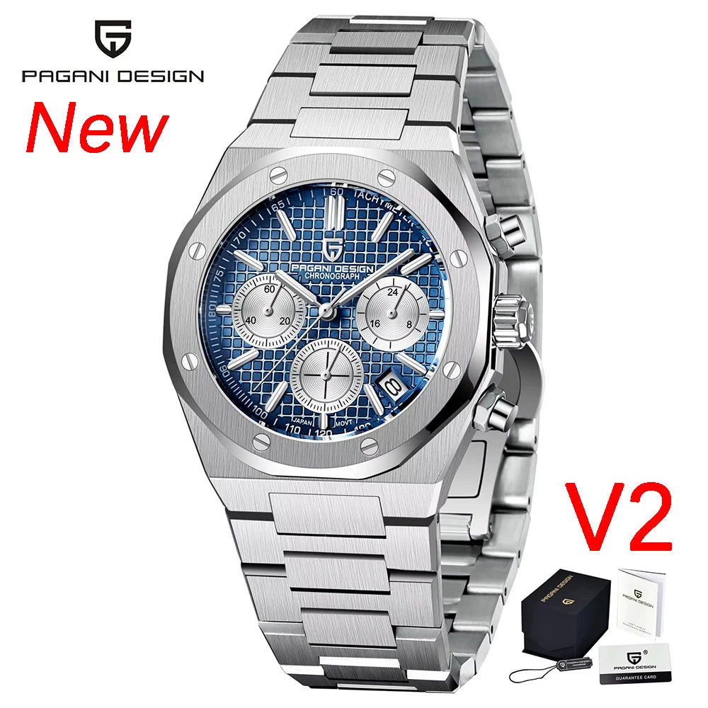 Pagani Design VK63 Chronograph Watch – Sapphire Crystal Stainless Steel Sports Timepiece